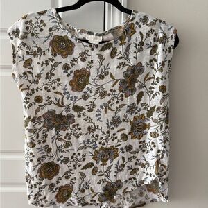 Rachel Ashwell Floral Print 100% Linen Women's Top Size Small